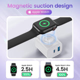 20W USB C Charger Block for Apple Watch 3-in-1 Charger Dual Ports Compatible with Apple Watch, iPhone, AirPods