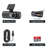 4K Dual Lens Front and Rear Car DVR Dash Cam Recorder