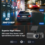 4K Dual Lens Front and Rear Car DVR Dash Cam Recorder