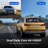 4K Dual Lens Front and Rear Car DVR Dash Cam Recorder